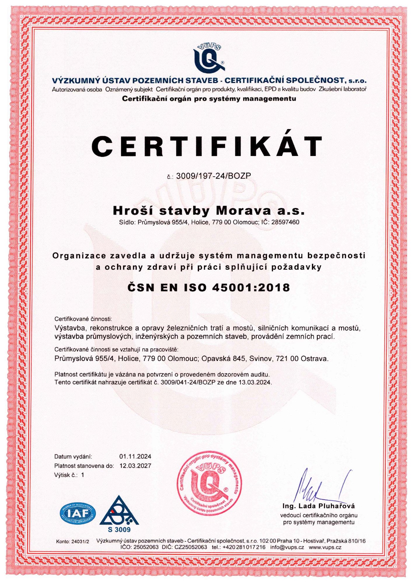 Certifikat 45001 2018
